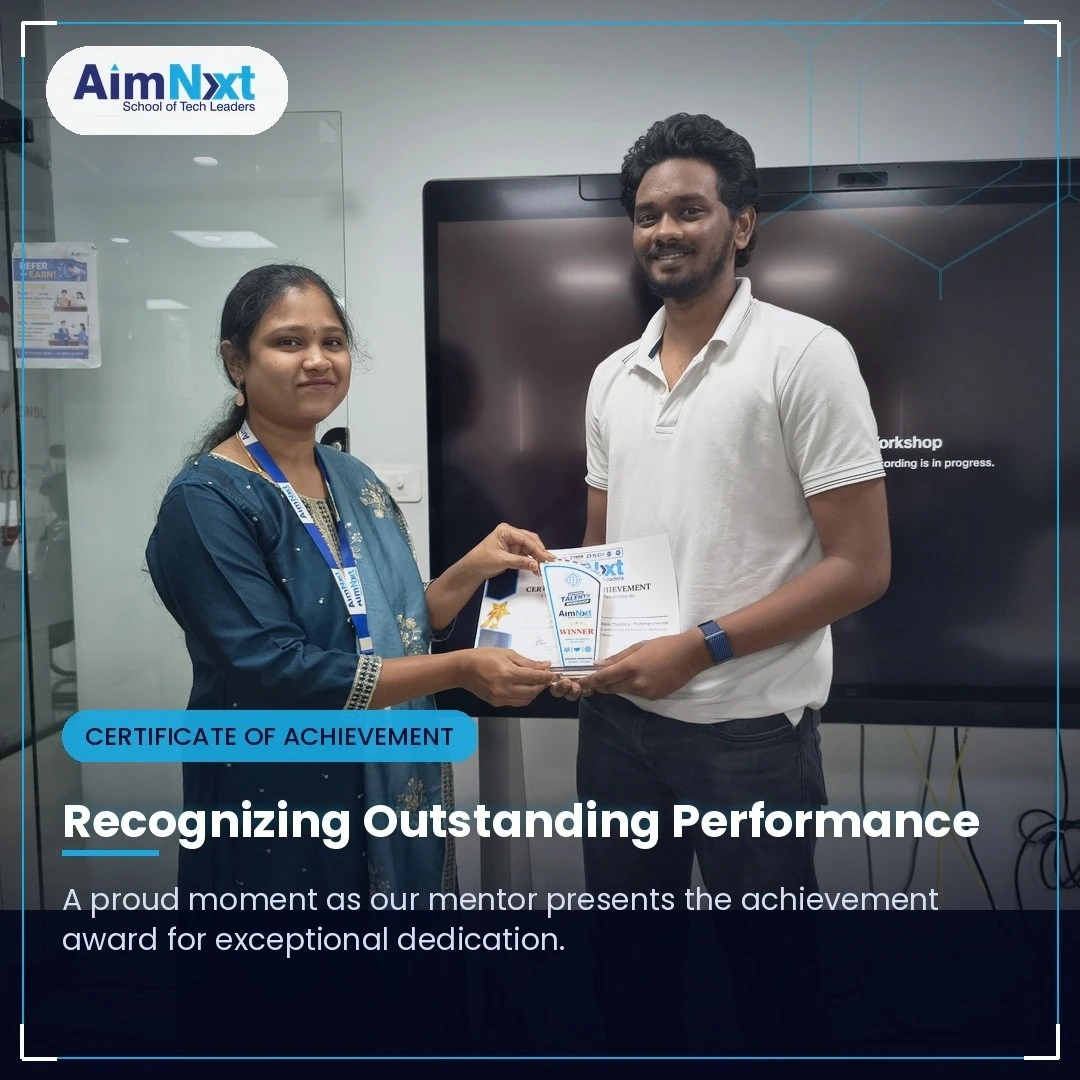 Recognizing outstanding performance at the Network TalentX workshop at AimNxt