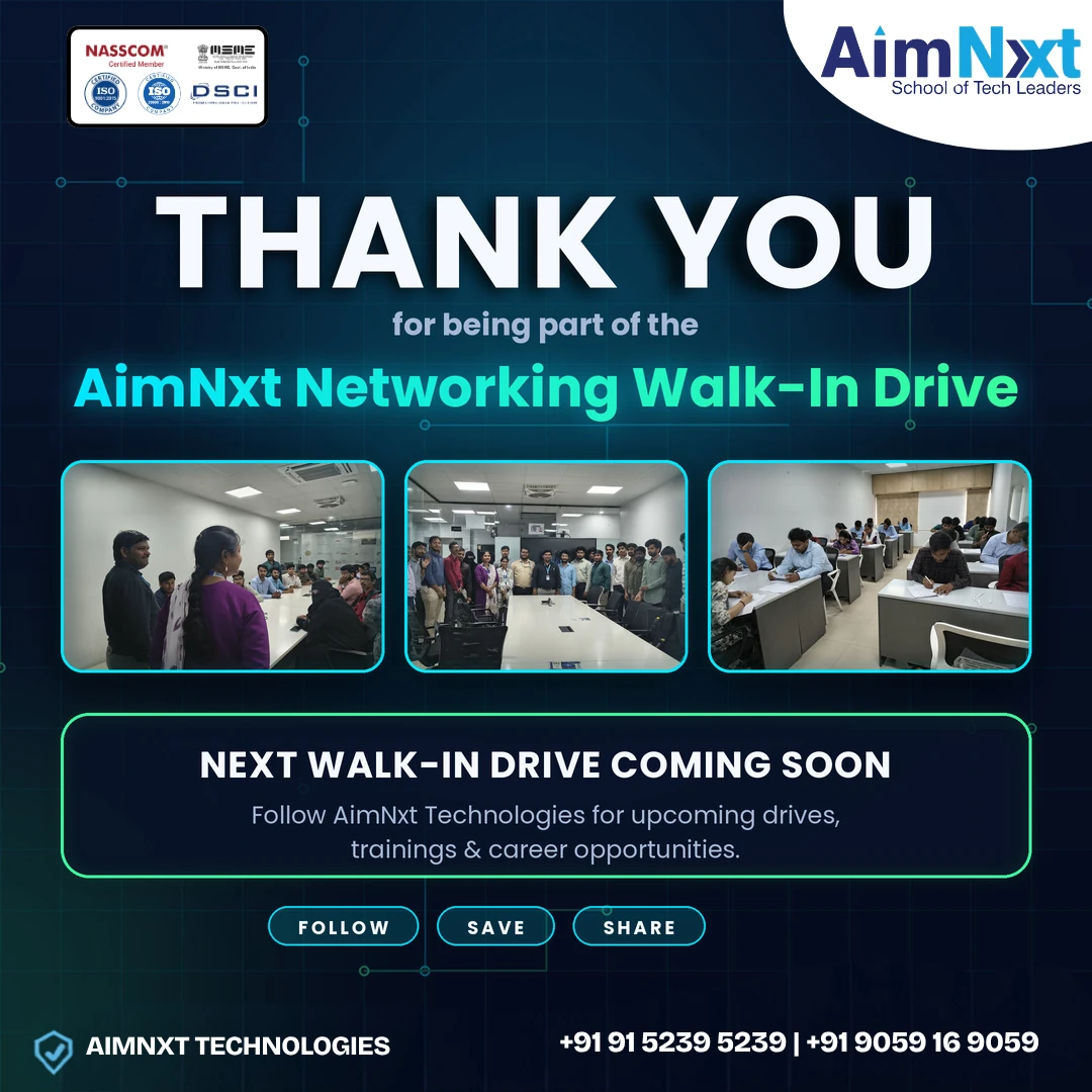 Thank you for participating in AimNxt Networking Walk-In Drive