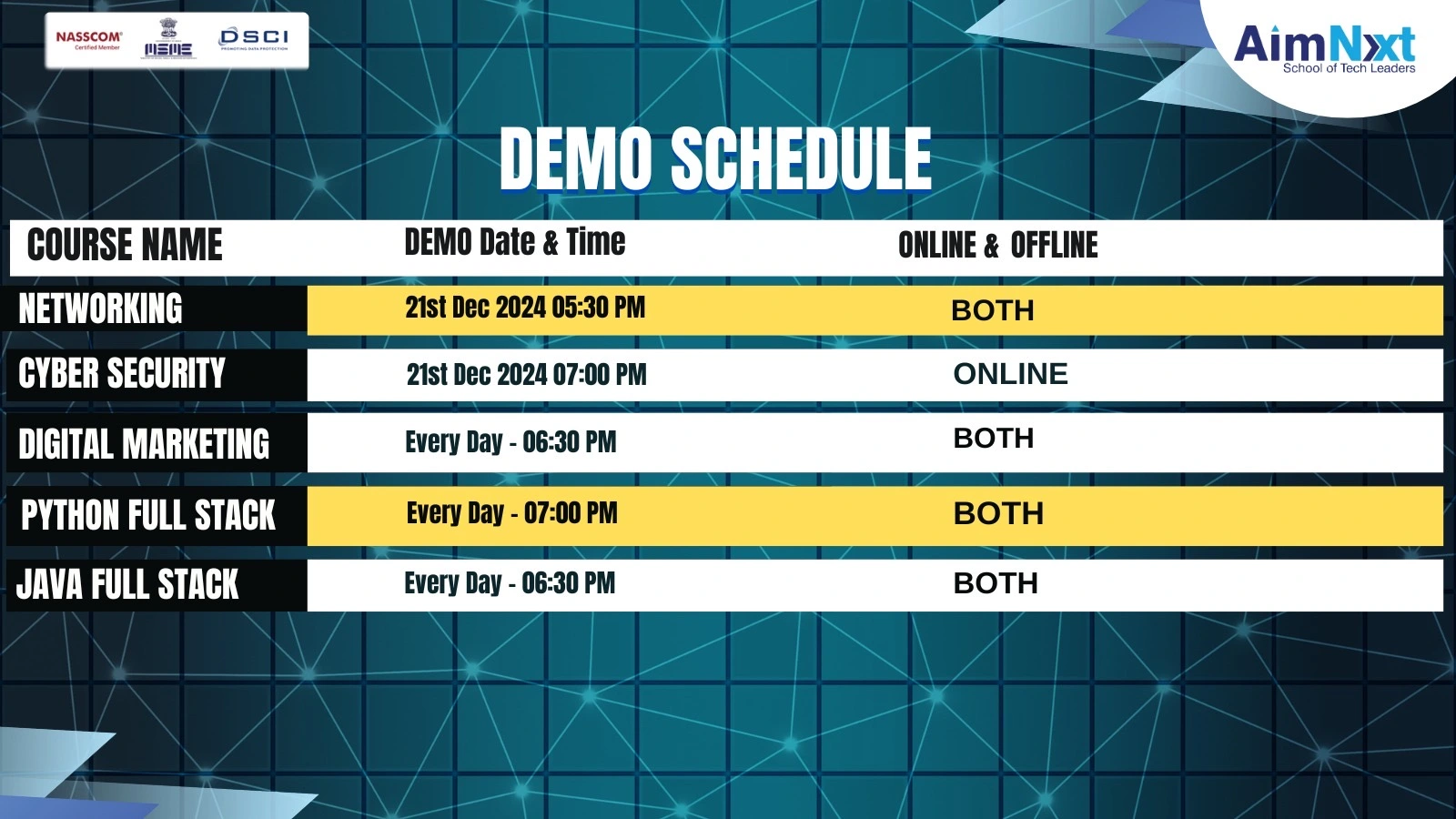 demo course-demo-schedule