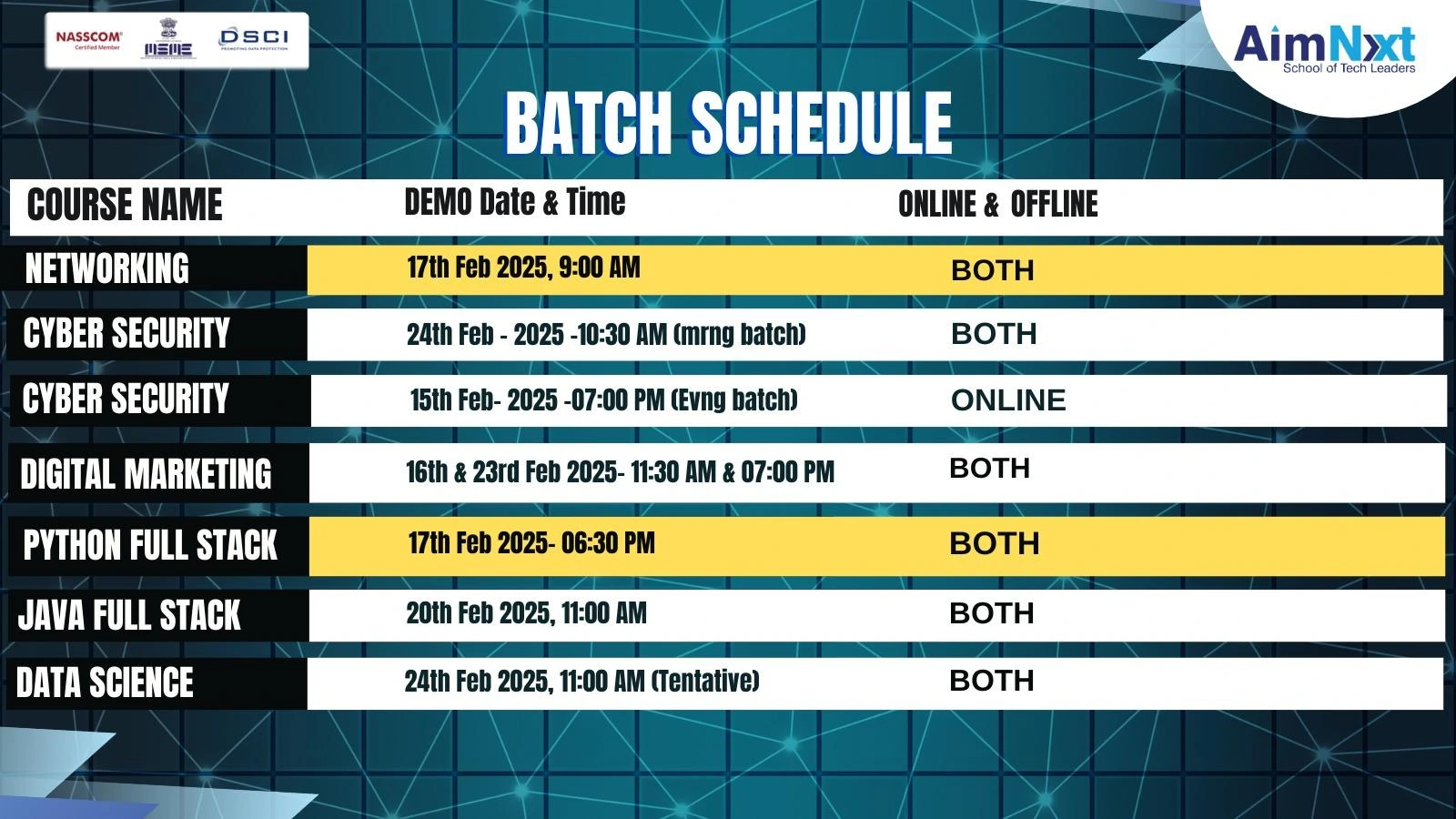 demo course-demo-schedule