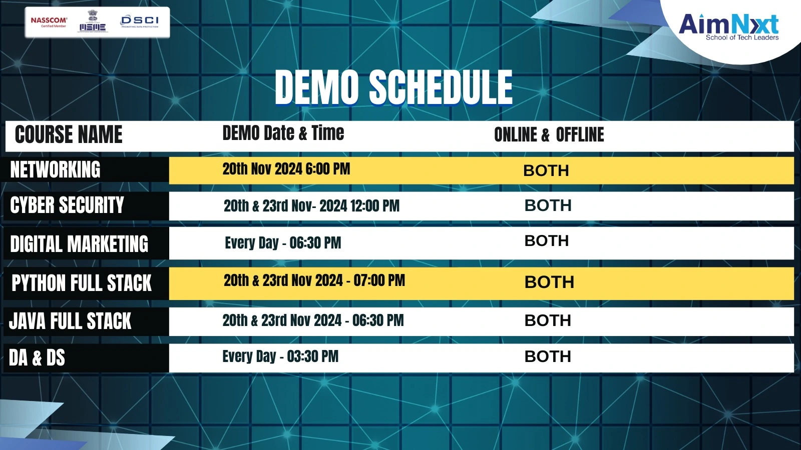 demo course-demo-schedule