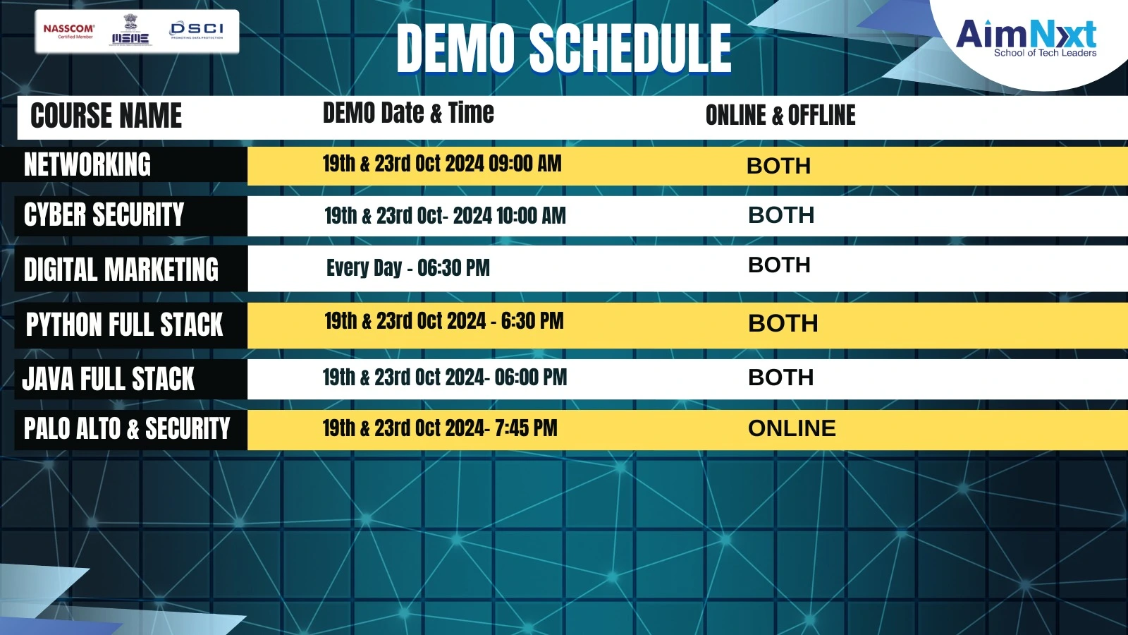 demo course-demo-schedule