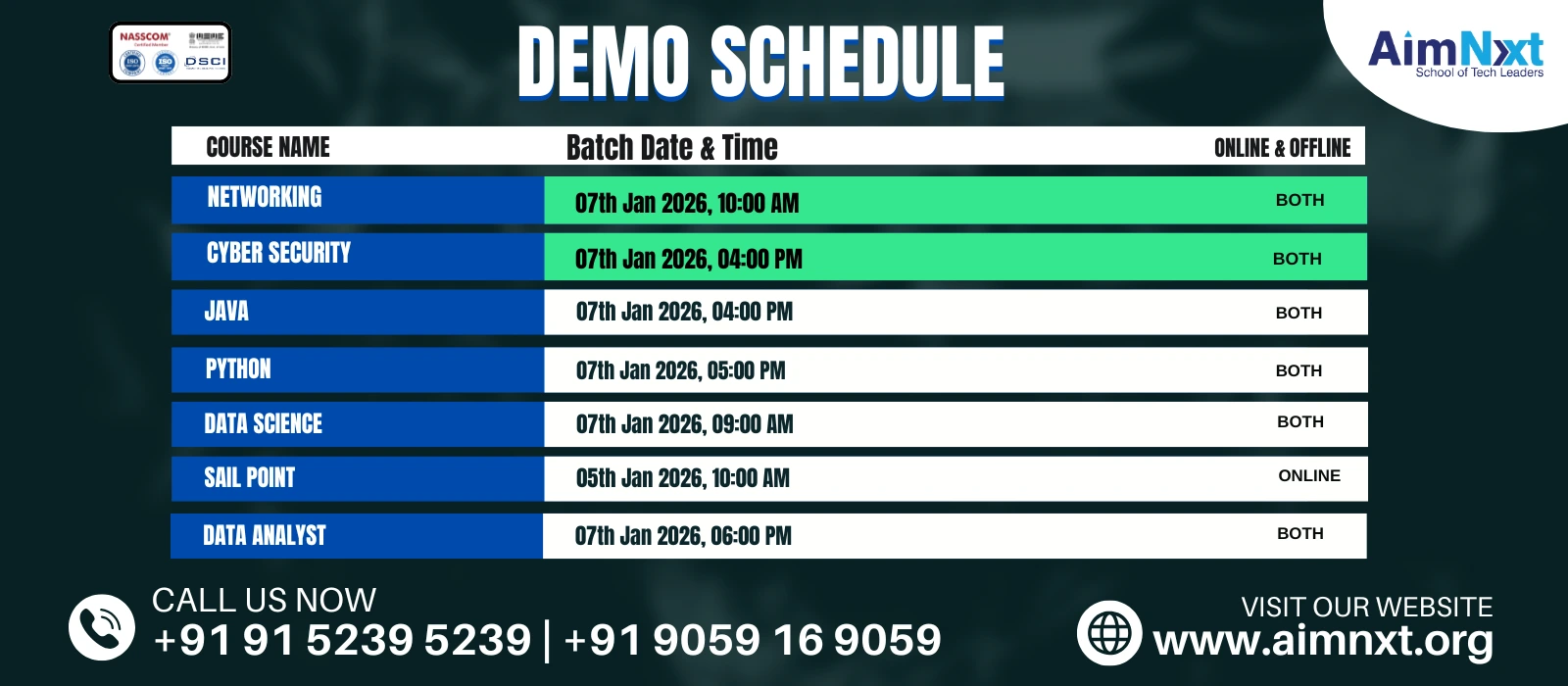 Demo Schedule