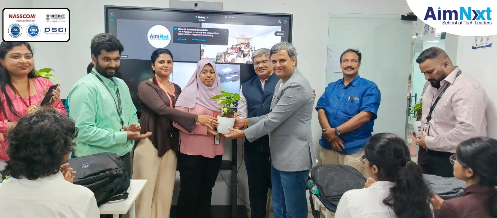 ICMAI Placement Drive plant presentation ceremony at AimNxt with guests and team members